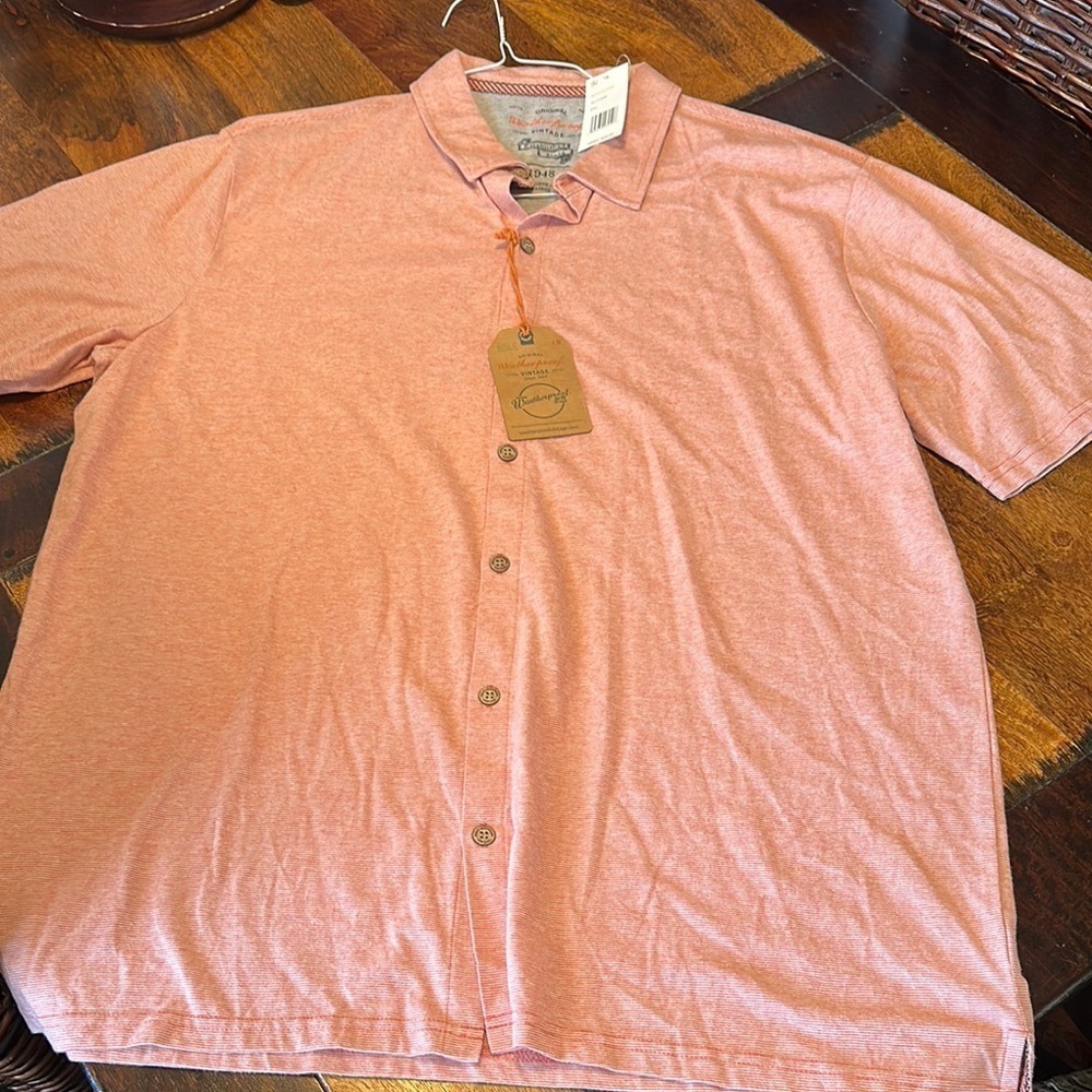 Weatherproof Vintage Men's soft jersey Coral Button-Down Shirt size XXL NWTs